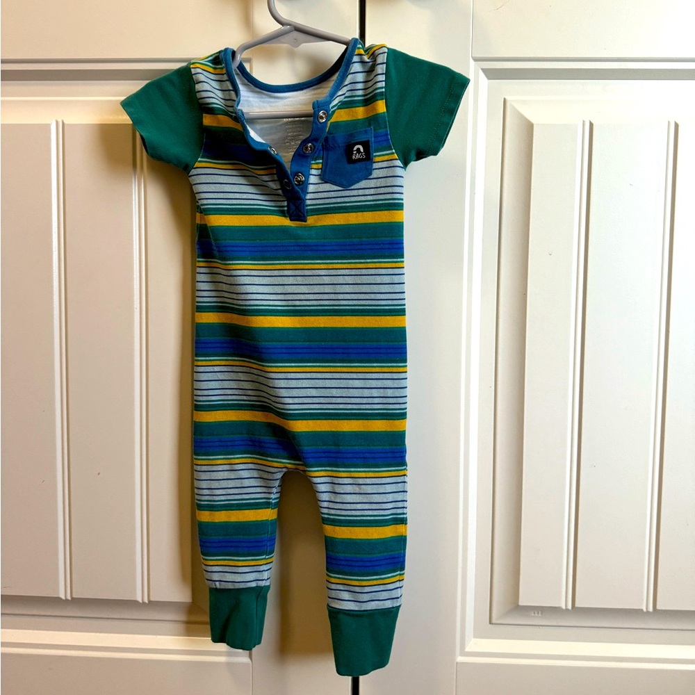 Rags to Raches Short Sleeve Romper with snaps 6-12M